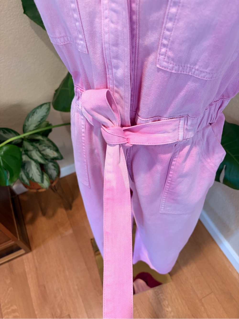 Miou Muse Pink Utility Jumpsuit with Tie Waist - Size Medium - Picture 9 of 11